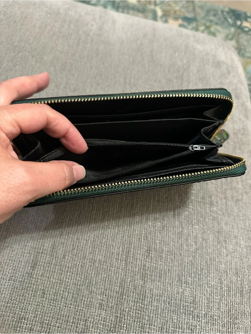 Green Floral Embossed Wallet